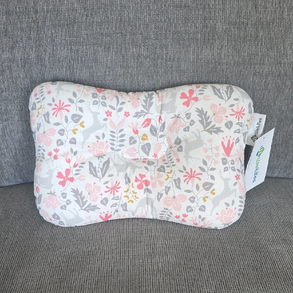 WelLifes Baby Head And Neck Support Pillow In Bambi Pink, NWT, Organic Cotton
